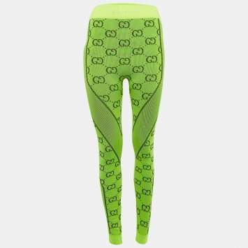 Pre Owned Gucci GG Stretch Rib Knit Jacquard Leggings S
