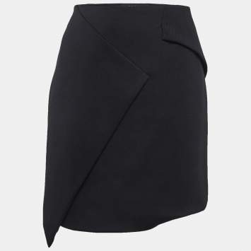 Pre Owned Gucci Black Asymmetric Mini Skirt M