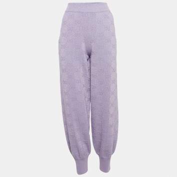 Gucci Light Purple GG Monogram Lurex Knit Sweatpants M