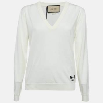 مملوكة مسبقًا Gucci Cream Horsebit Intarsia Wool Rib Jumper XS