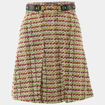 Gucci Multicolor Tweed Horsebit Detail Mini Skirt XS