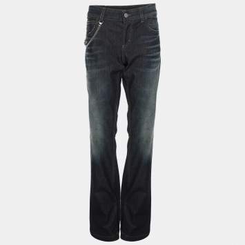 Gucci Faded Navy Stretch Cotton Skinny Flare Jeans M