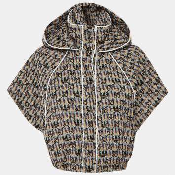 Pre Owned سترة غووتشي بالتعاون مع أديداس مضلعة بقماش التويد الملون المقصوصة بسحاب مقاس صغير (صمول)