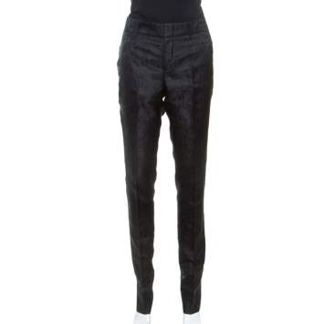 Pre Owned Gucci Black Silk Jacquard Tailored Trousers S