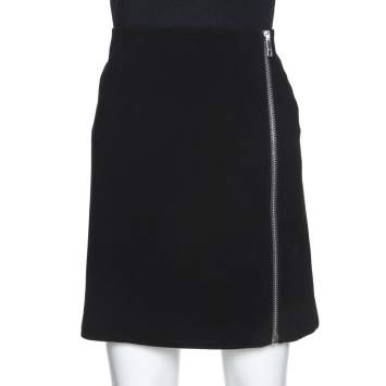 Pre Owned Gucci Black Crepe Zipper Detail Fitted Skirt L