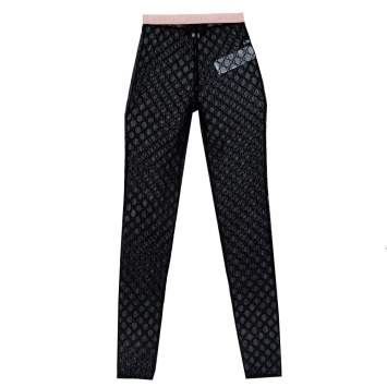 مملوكة مسبقًا Gucci Black Logo Embroidered Tulle Sheer Leggings XS