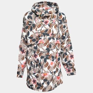 Pre Owned Gucci X North Face Multicolor Floral Print Synthetic Hooded Jacket XXS