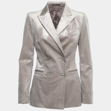 Pre Owned Gucci Taupe Corduroy Button Front Blazer S