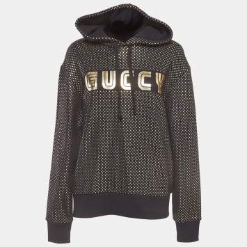 مملوكة مسبقًا Gucci Black Black/Gold Star Printed Cotton Hoodie XS