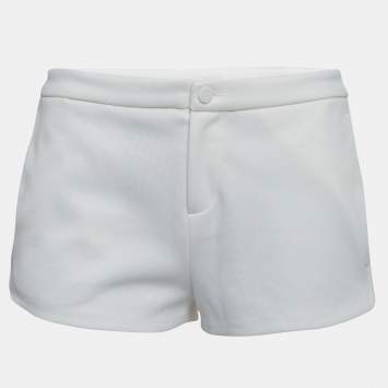 Pre Owned Gucci White Contrast Side Stripe Cotton Blend Hot Pants S