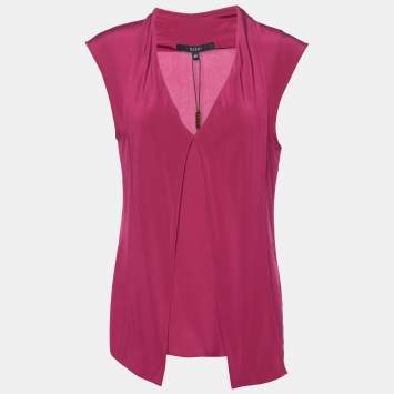 Pre Owned Gucci Purple Silk Sleeveless Blouse S