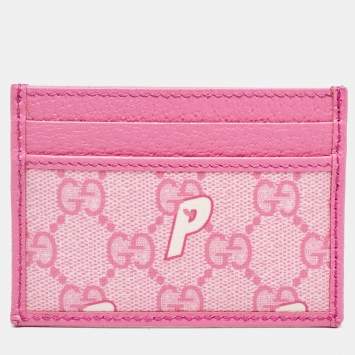 Pre Owned Gucci x Palace Pink GG-P Supreme Canvas Card Holder