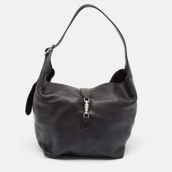 Pre Owned Gucci Black Leather Jackie 1961 Shoulder Bag