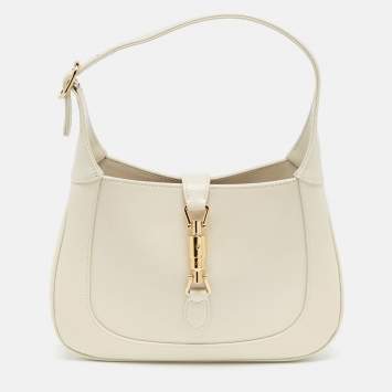 Pre Owned Gucci White Glossy Leather Jackie 1961 Shoulder Bag
