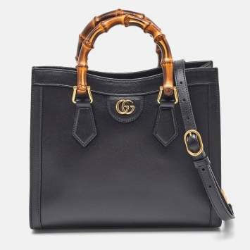 Gucci Black Leather Medium Diana Tote