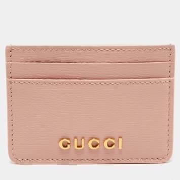 Gucci Light Pink Leather Script Card Holder