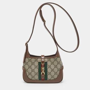 Gucci Beige/Brown GG Supreme Canvas and Leather Mini Jackie 1961 Hobo