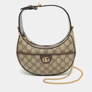 Gucci Brown/Beige GG Supreme Canvas Super Mini Ophidia Hobo