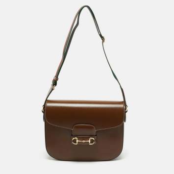 Pre Owned Gucci Brown Leather Horsebit 1955 Shoulder Bag