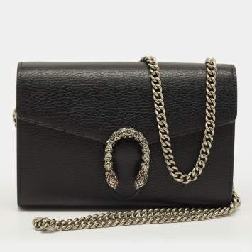 مملوكة مسبقًا محفظة غوتشي ديونيسوس سلسلة جلد أسود