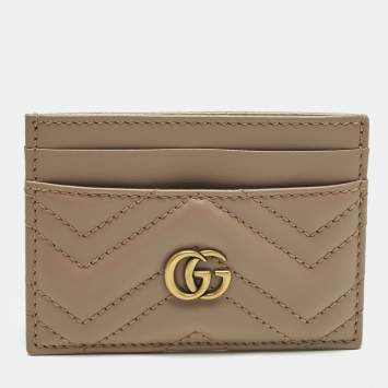 Pre Owned حامل بطاقات جلد ماتيلاسيه بيج غوتشي جي جي مارمونت