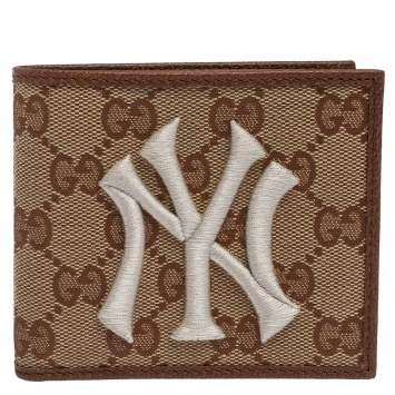 Pre Owned Gucci Beige/Brown GG Canvas New York Yankees Patch Bifold Wallet