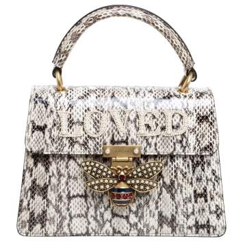 Pre Owned Gucci Black/White Python Queen Margaret Loved Top Handle Bag