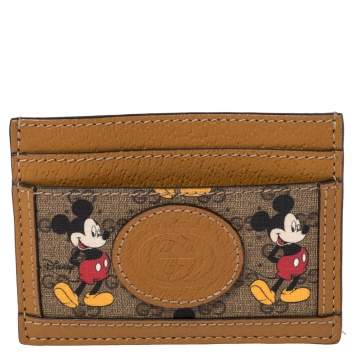Pre Owned Gucci x Disney GG Supreme and Leather Mickey Mouse Card Holder