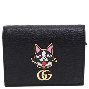 Pre Owned Gucci Black Leather GG Marmont Limited Edition Bosco Card Case