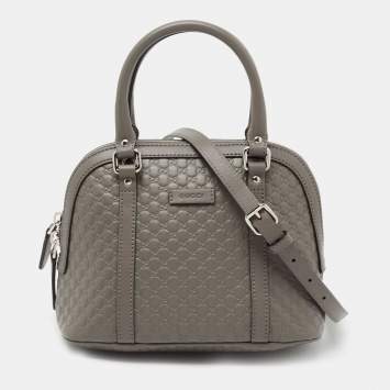 Pre Owned Gucci Grey Microguccissima Leather Mini Dome Bag