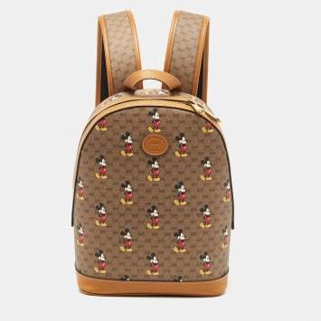 Pre Owned Gucci x Disney Tan/Beige Micro GG Supreme Canvas Small Mickey Backpack