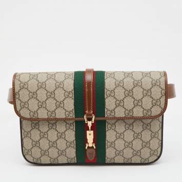 Pre Owned Gucci Beige GG Supreme Canvas and Leather Jackie 1961 Belt Bag