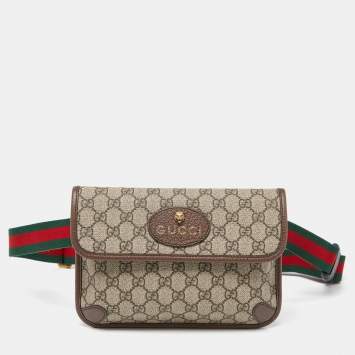 Pre Owned Gucci Brown GG Supreme Canvas and Leather Neo Vintage Web Belt Bag
