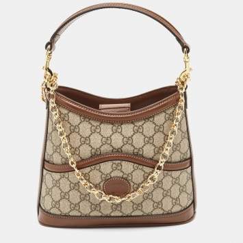 Pre Owned Gucci Beige GG Supreme Retro Interlocking G Hobo