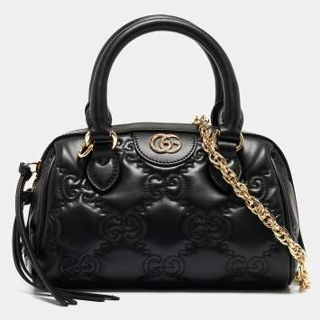 Pre Owned Gucci Black GG Matelassé Leather Mini Bag