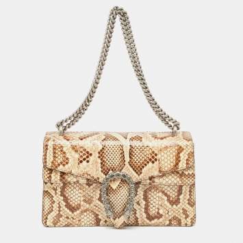 Pre Owned Gucci Beige/Brown Python Small Dionysus Crystals Shoulder Bag
