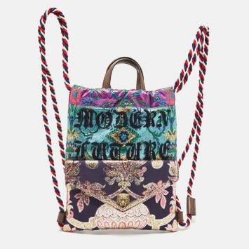 Pre Owned Gucci  Multicolor Brocade Fabric Modern Future Drawstring Backpack 