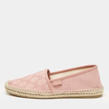 Pre Owned Gucci Pink GG Canvas Espadrille Flats Size 37