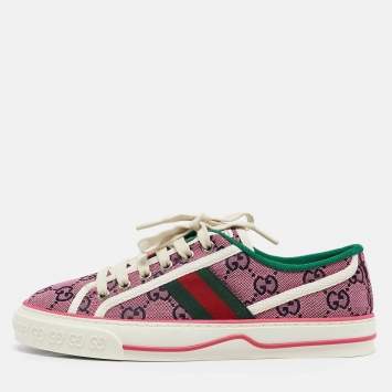 Pre Owned Gucci Pink GG Canvas Tennis 1977 Sneakers Size 36.5