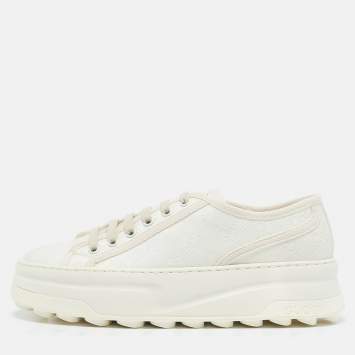 Pre Owned Gucci White GG Canvas Tennis 1977 Treck Sneakers Size 38.5