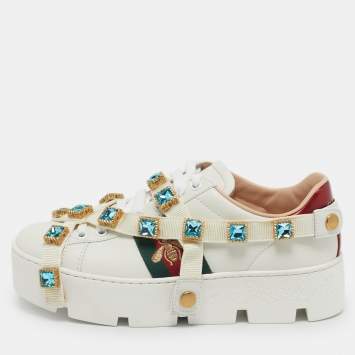 مملوكة مسبقًا Gucci Flashtrek Chunky Size 35 White Leather Low Top Sneakers