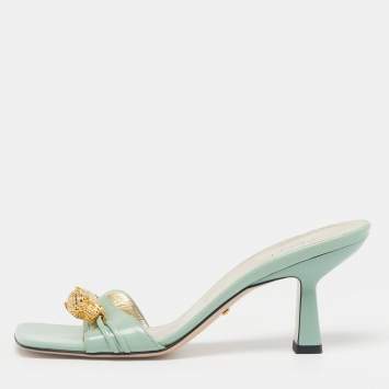 Pre Owned صندل سلايد غوتشي هورسبيت جوتشيسيما جلد لامع بيج مقاس 36.5