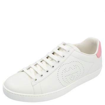 Pre Owned Gucci White Ace Sneakers Size 36.5