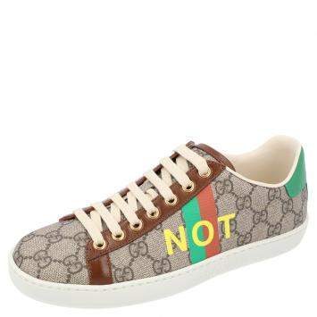 Pre Owned Gucci Beige/Brown GG Canvas Fake/Not Print Ace Sneaker Size EU 38