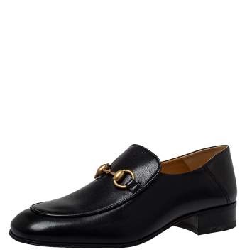 Pre Owned Gucci Black Leather Jordaan Horsebit Loafers Size 39
