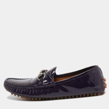 Pre Owned Gucci Purple Patent Leather Horsebit Loafers Size 37