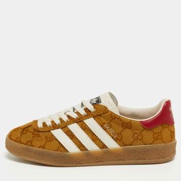 Pre Owned Gucci X Adidas Brown GG Canvas Gazelle Sneakers Size 38