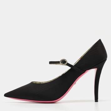 Pre Owned Gucci Black Canvas Virginia Mary Jane Pumps Size 40