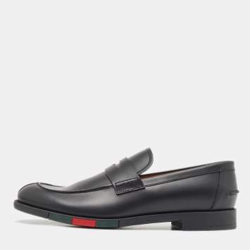 مملوكة مسبقًا Gucci Black Leather Slip On Loafers Size 40.5