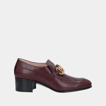 Pre Owned Gucci Brown Leather Loafers Size 36.5
